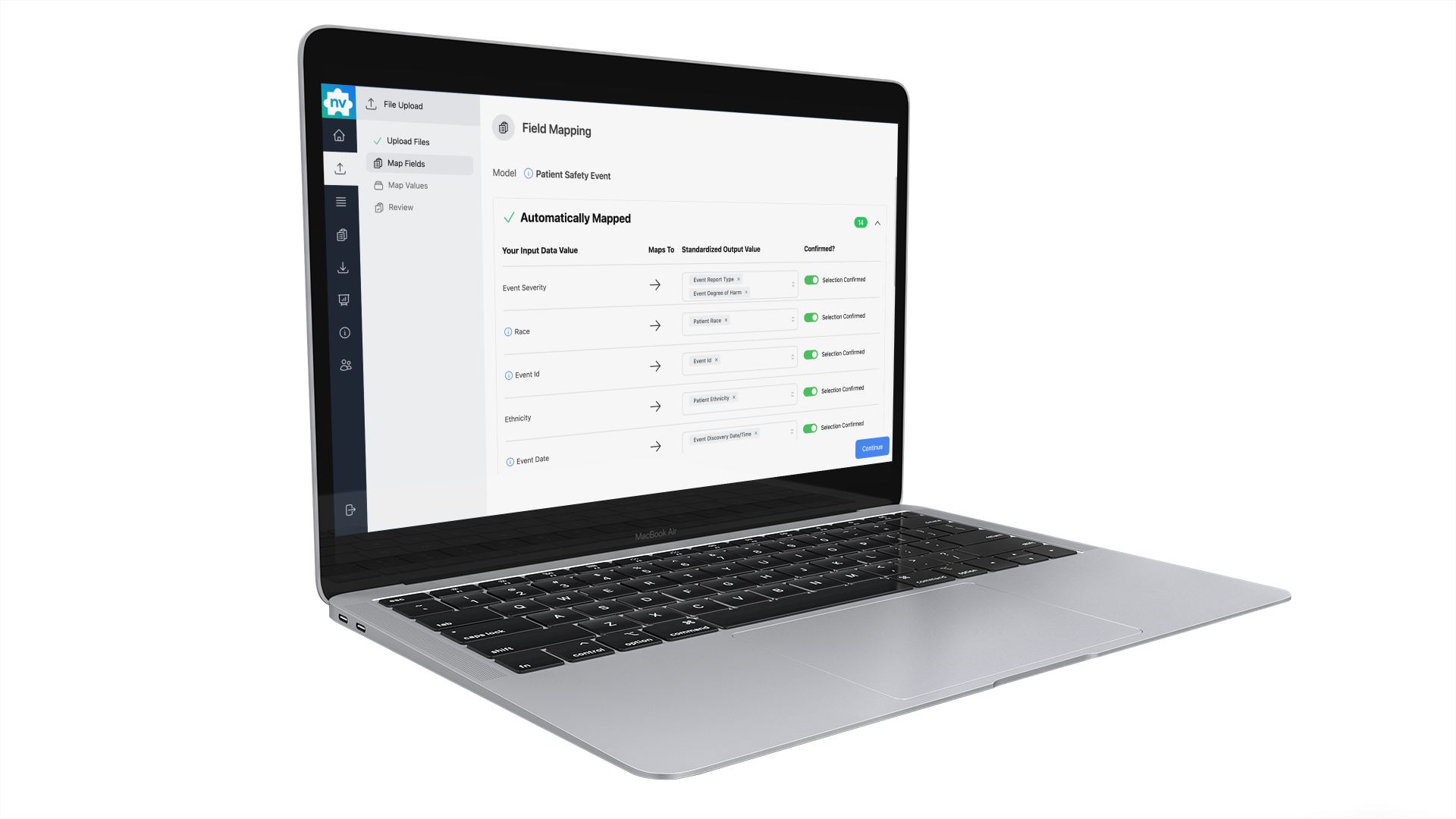 Dynamic field mapping in PSO Pulse automatically maps incoming data to a standardized patient safety event schema
